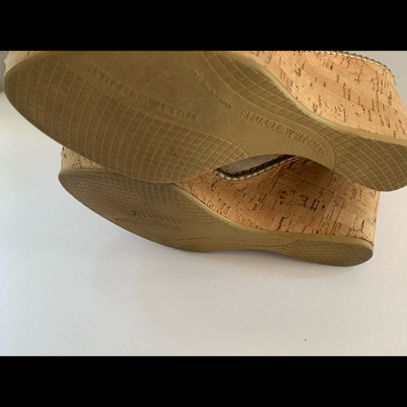 STUART WEITZMAN Jean metallic wedge sandals 8 1/2 - Picture 5 of 10